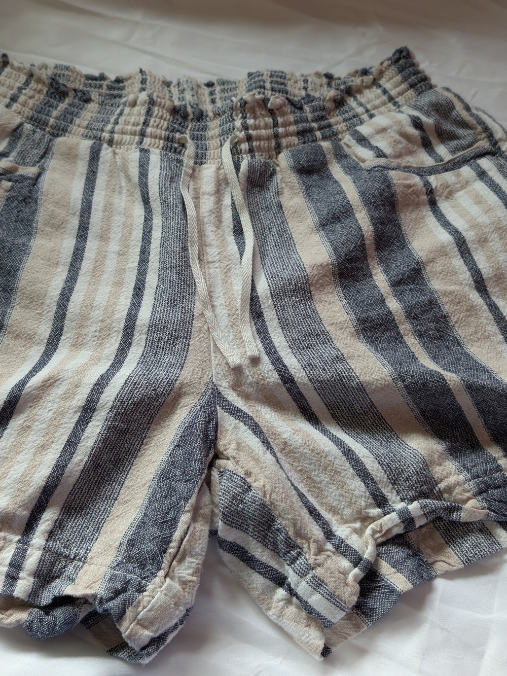 Briggs New York Cream and Navy Striped Girls Shorts